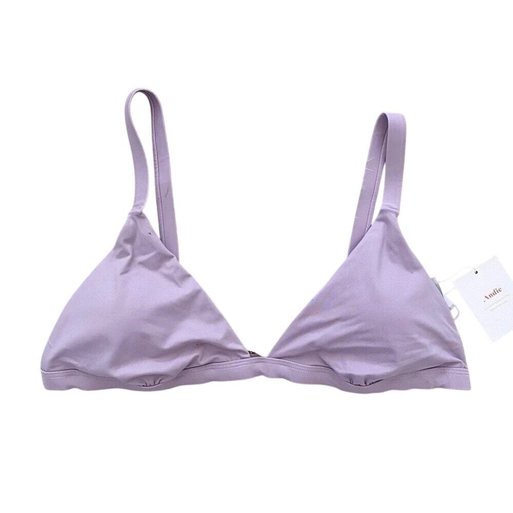 NWT Andie Swim The Caicos Triangle Bikini Top Removable Cups M Lavender Purple